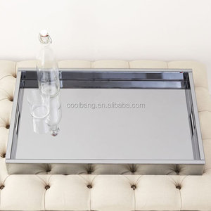 Hot Sale Perfume <strong>Vanity</strong> <strong>Tray</strong> Sets Glass Mirrored Ottoman <strong>Tray</strong> - Product Image 2