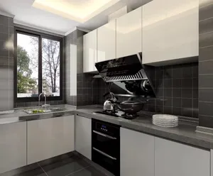 Villa Ambry Custom Modern Integral ห้องครัวตู้อะคริลิคสีขาว