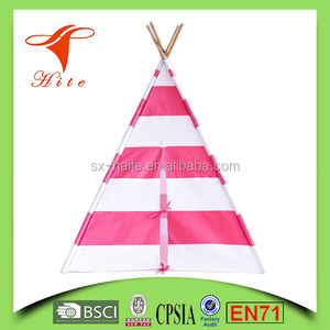 Enfants Tente De <span class=keywords><strong>Tipi</strong></span>/Luxe Maison de Jeu pour Enfants/Rayé <span class=keywords><strong>Rose</strong></span> <span class=keywords><strong>et</strong></span> <span class=keywords><strong>Blanc</strong></span> coton Intérieur tente - Product Image 3
