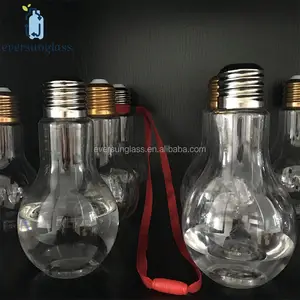 Creative solar led light bulb shaped glass bottle for bar