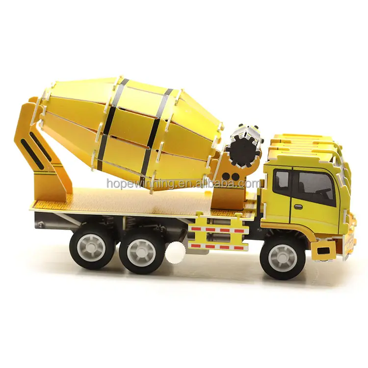High Quality 3D Funny Assembling Puzzle Toys child's Concrete mixer car toy with motor inside
