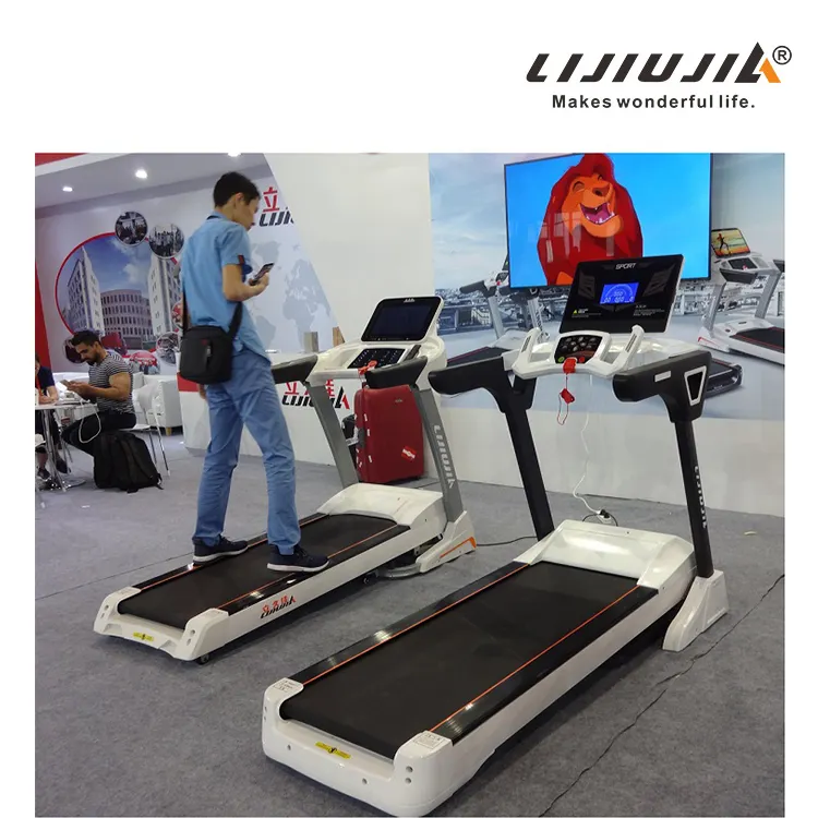 Lijiujia Treadmill Elektrik LED 3,0 Hp, Perlengkapan Olahraga Senam Komersial dengan Wifi Tv Internet Selancar