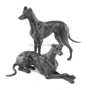 China fabriek gegoten brons hond levensgrote zwart greyhound sculptuur