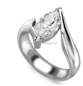 Simples anel de prata esterlina 925, brinco de diamante de corte marquise, design de anel de pedra única para mulheres, joia de noivado