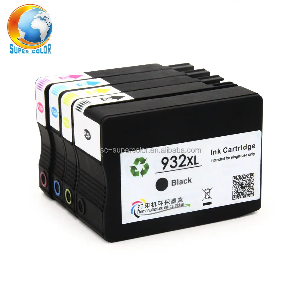 Supercolor ink cartridge with pigment ink for hp 932xl 933xl for HP Officejet 6100 6600 6700 7110 7612 7610 7512 7510 printer
