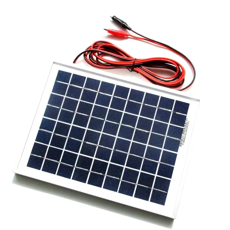 5W güneş modülü hücre poli güneş panelleri kablo ile timsah klip 12V araba/tekne/motorlu akü taşınabilir Solar şarj cihazları