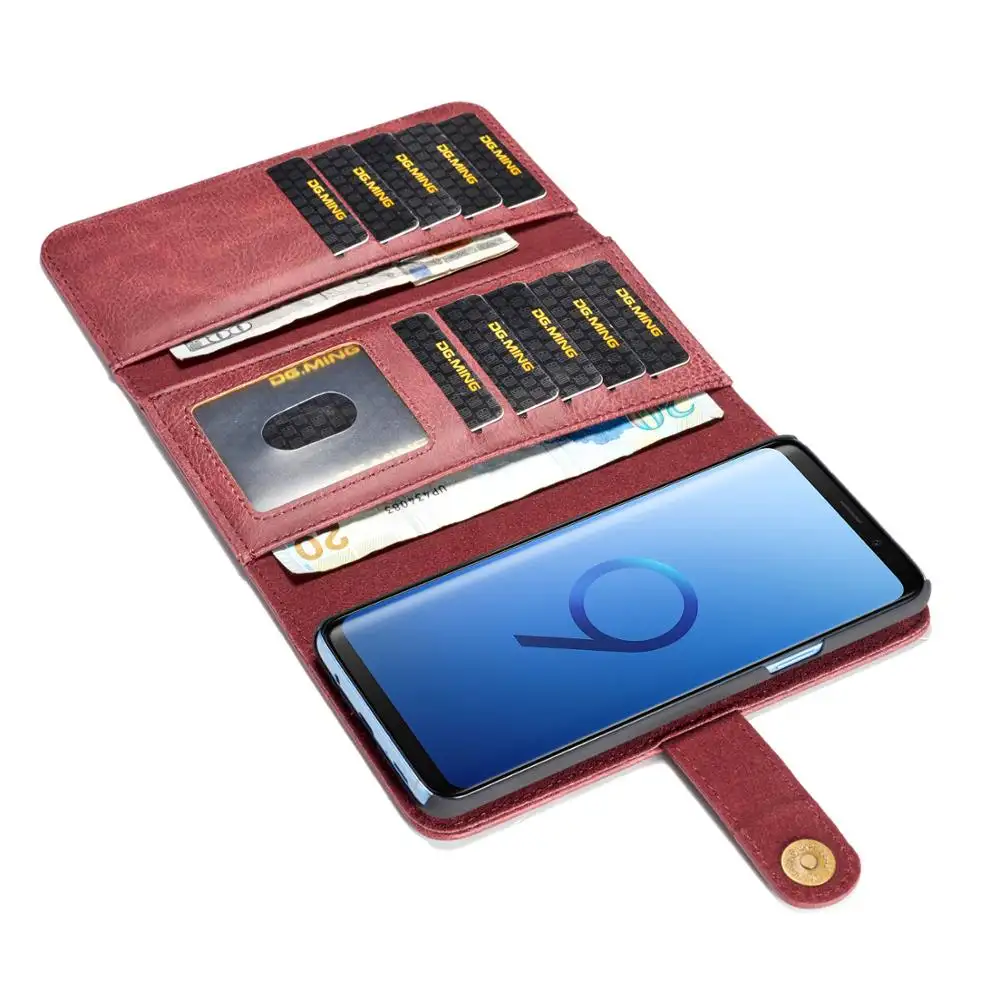 Çok fonksiyonlu ayrılabilir cüzdan kılıf kart yuvaları ile hakiki deri kılıf Samsung Galaxy S22u artı S22 Ultra torbalar kılıfları
