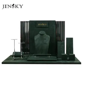 Jinsky Luxe Sieraden Metalen Stands Voor Oorbellen Armband Microfiber Sieraden Organizer Stand