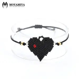 Moyamiya miyuki jewelry heart beaded custom friendship cord bracelet charms accesorios mujer