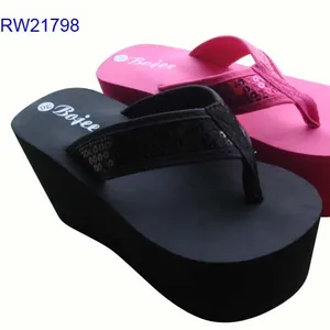 RW21798 vendas direto da Fábrica de alta qualidade eva chinelos de salto alto flip flops sandália novo design marinha mulheres alta cunha EVA chinelos