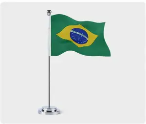 Bandeira de mesa com suporte de aço inoxidável para decoração