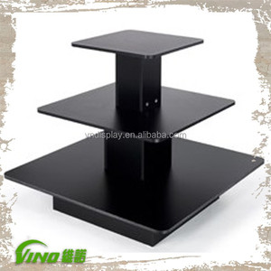 Estante de exhibición de 3 niveles, accesorio de tienda de madera, mesa de exhibición central, soporte de exhibición de 4 vías para camiseta de POLO, venta al por mayor - Product Image 5