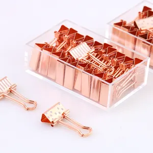 Hot sale 19mm rose gold printing metal custom binder clips used for office school supplies