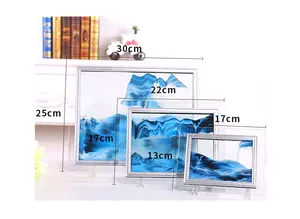 ديكورات منزلية إبداعية 10 بوصات زجاجية حرفية ثلاثية الأبعاد ساعة رملية سائلة متحركة صورة فنية