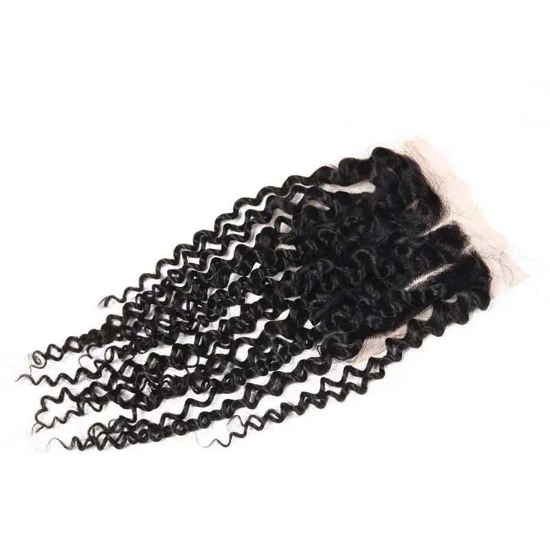 3 way part closure cheap virgin brazilian hair large stock 4*4 kinky curly lace closure