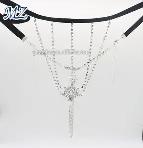 Sexy diamante strass bikini corpo catena di cristallo panty della biancheria dei monili