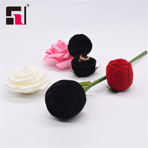 Pas Cher Luxe Fantaisie Personnalisé En Forme De Rose Bague Boîte À Bijoux Rose Fleur Bague Bague En Or <span class=keywords><strong>Massif</strong></span> Goujon Or Rose - Product Image 4