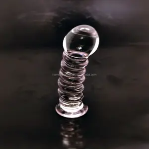 low moq good quality pink spiral glass dildo made in China