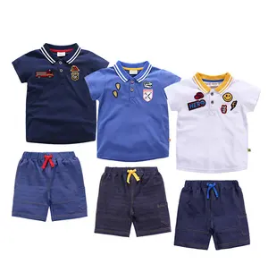 Kids 2024 Summer Wholesale Children's Casual Cartoon Polo T-shirt+Shorts 2 Piece Set For 1-5Y Boys