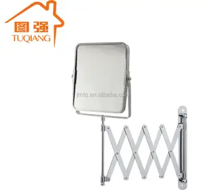 Bathroom Extendable Wall Mounted Accordion Makeup Mirror Cosmetic Mirror Metal Double Round Chrome