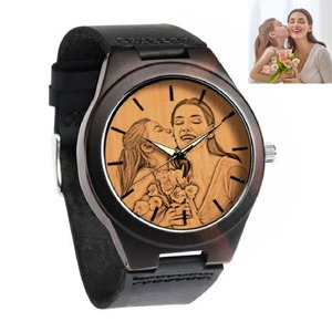 Orologio <span class=keywords><strong>in</strong></span> <span class=keywords><strong>Legno</strong></span> Personalizzato con Foto e Incisione sul Retro, Regalo per Anniversario o Compleanno - Product Image 3