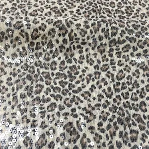 Renda chiffon bordada para roupas, com lantejoulas, estampada em animal, tecido de lantejoulas em estojo para venda