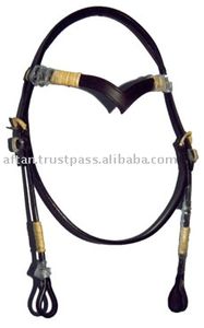 Stalle de tête de cheval en cuir indien pur de haute qualité 100% sculptée à la main avec des boucles en laiton de style occidental - Product Image 2