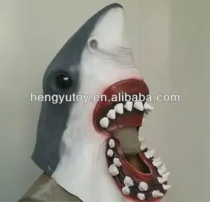Realista máscara de cabeza de Animal espantoso vestido disfraz de látex cabeza de tiburón traje