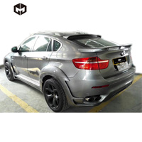 Parachoques trasero delantero de fibra de vidrio, capó, faldas laterales, ala de arco de rueda, luz LED, escape, HMStyle, Kit de carrocería para BMW X6 E71