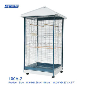 Grand Toit En Métal Cage À Oiseaux Économique Volière Perchoirs En Bois Avec Roues 100A-2 - Product Image 1