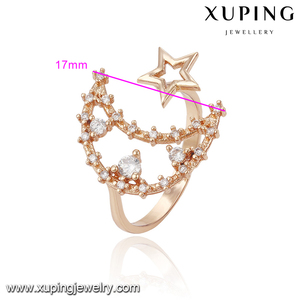 13800 Xuping 18k color oro anillo estelar en forma de luna y estrella con joyas blancas para mujer - Product Image 2