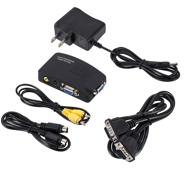 AV/CVBS ke VGA adapter USB monitor converter Video converter Mendukung Composite VIDEO (BNC)), S-VIDEO, RGB