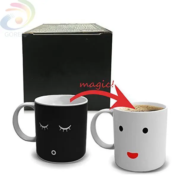 Mug sensitif panas emosi wajah 11oz mug khusus pengungkap panas atau cangkir sensitif termo keseluruhan dijual