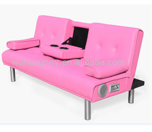 Modern Design Leather Cup Holder <strong>Sofa</strong> <strong>Bed</strong> Unique Wooden <strong>Frame</strong> With Synthetic Leather Upholstery Foldable Feature for Living Room - Product Image 4
