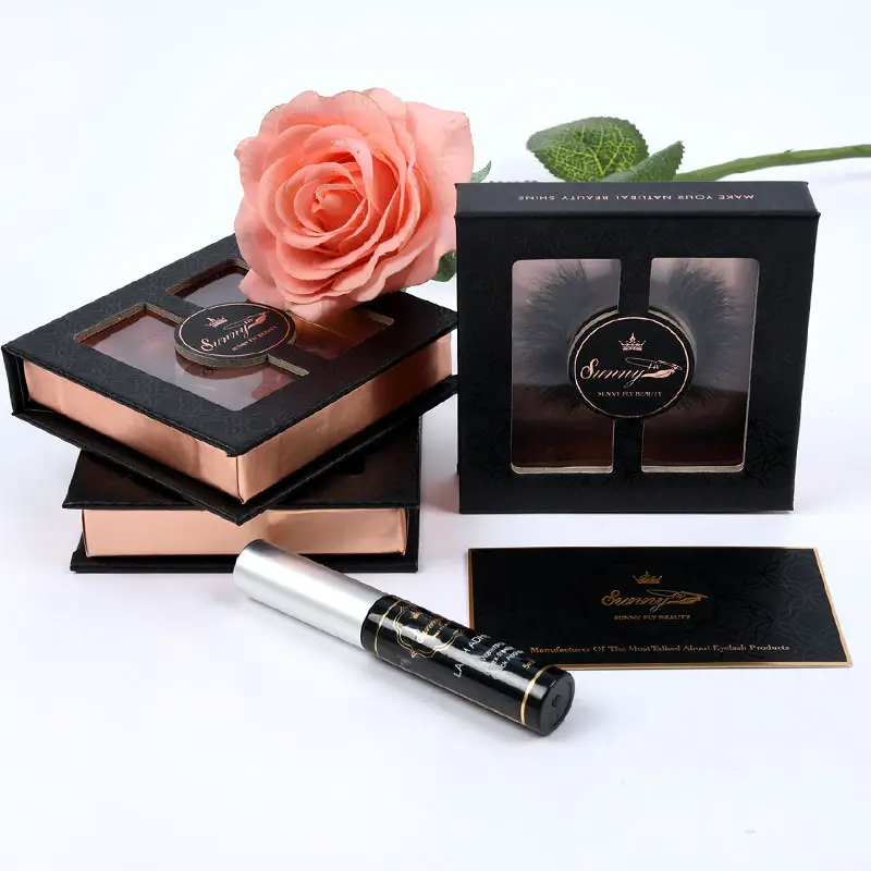 Top quality 3 lash false fake fluffy luxury customize lash packaging box