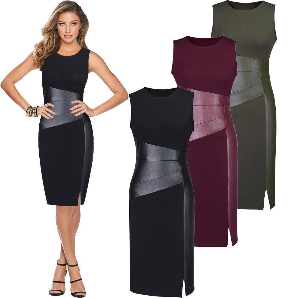 slim fit dress slacks One Shoulder Faux Leather Mini Dress - Black
