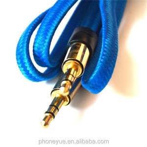 Costumbre plana de nylon trenzado cable aux estéreo de <span class=keywords><strong>3</strong></span>.5mm jack de audio de volumen - Product Image 1