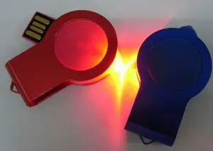 Pivotant LED lumière usb lecteur flash avec dôme époxy, autocollant Pivotant Mini CLÉ USB avec lumière torsion disque usb avec LED flash lumière