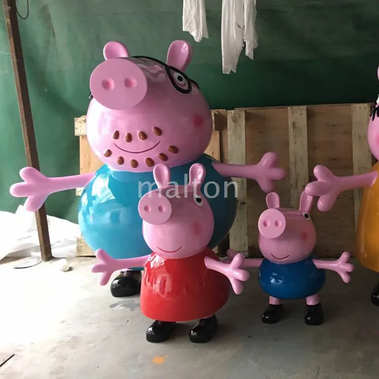 2019 sıcak satış yeni promosyon hediyeler özel hayvan karikatür Fiberglas pepa domuz heykel