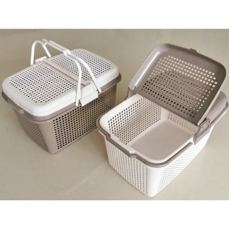 2つの側面のふたが付いている長方形のプラスチック網の買い物