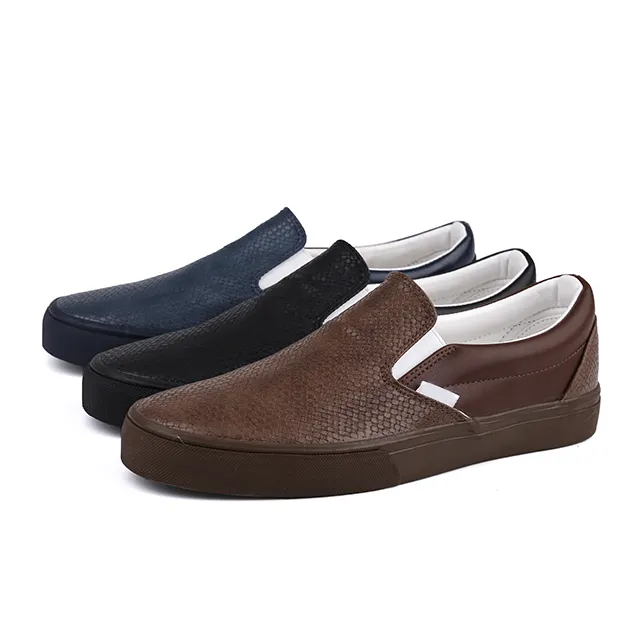 Custom plain PU leather slip on man skate shoes loafers sneakers for men