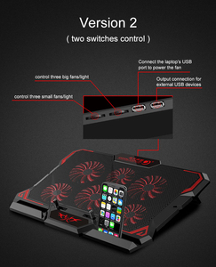 Coolcold chơi game 17 "máy tính xách tay Cooler làm mát Pad Slim xách tay 6 người hâm mộ lớn máy tính xách tay Cooler - Product Image 3