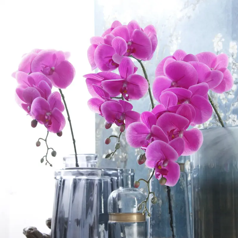 9 hoofden 90 cm Real Touch Latex Kunstmatige Orchideeën Bloem voor Wedding Party Decoratie