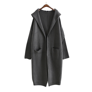 Extra Long Solid V-Neck <strong>Cardigan</strong> for <strong>Women</strong> Breathable Anti-Shrink Front Logo Pattern Decoration Long-Sleeved Abaya <strong>Pocket</strong> - Product Image 3