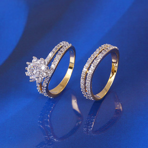 11387 <span class=keywords><strong>xuping</strong></span> 2 pièces/ensemble Anneaux de couple multicolores en or Nouveau modèle Bague de mariage Bijoux - Product Image 3