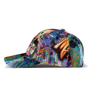 Cappellino da Baseball stampato a sublimazione personalizzato in bianco con 6 pannelli in cotone senza campione, cappellini sportivi tinti - Product Image 3