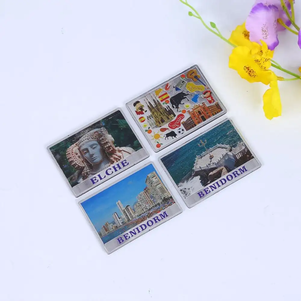 Hot selling customized 3d souvenir gold aluminum foil tourist souvenir fridge magnet