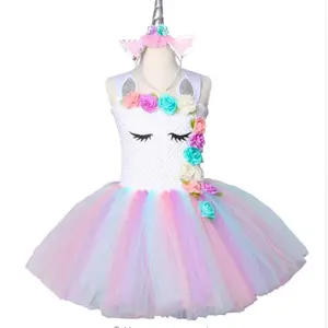 Hoa Cô Gái Unicorn Tutu Váy Pastel Cầu Vồng Công Chúa Cô Gái Sinh Nhật Bên Ăn Mặc Trẻ Em Trẻ Em Halloween Unicorn Costume