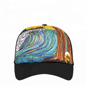 Sombrero de camionero con estampado de sublimación de malla de espuma de 5 paneles coloridos personalizados, tela de sarga con característica común, gorra personalizada - Product Image 3
