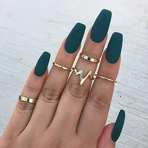 5 pz/set Punk Gold Stack Plain Band Finger Knuckle Rings Set Mid Finger Ring anello sottile moda gioielli in oro Set donne a buon mercato